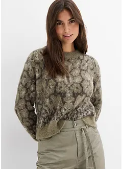 Grovstrikket genser i pusete fjærgarn, bonprix