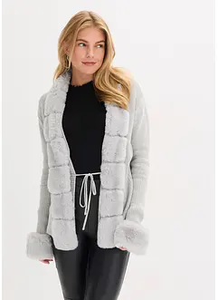 Cardigan med fuskepels, bonprix