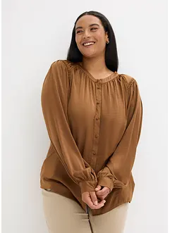 Satengbluse med blondebånd, bonprix