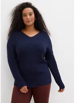 Finstrikket genser av 100% bomull, bonprix