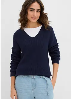 Finstrikket genser av 100% bomull, bonprix