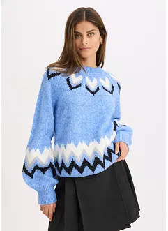 Strikket genser med glitterstriper, bonprix