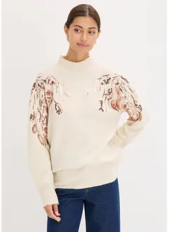 Oversized genser med paljetter, bonprix