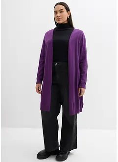 Lang strikkejakke med rullekant, bonprix