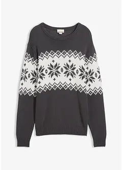 Genser i 100% bomull med koftemønster, bonprix