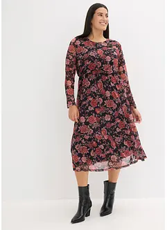 Midikjole i myk mesh, bonprix