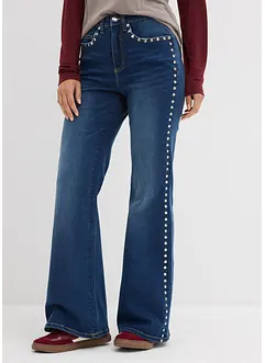 Flared-jeans High Waist med naglebesetning, bonprix