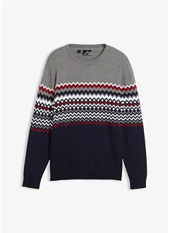 Genser med bomull og koftemønster, bonprix