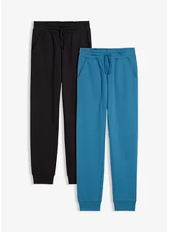 Joggebukse i myk bomullsmiks (2-pack), bonprix