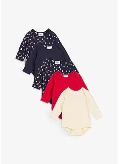 Langermet body i ren økologisk bomull til baby (5-pack), bonprix