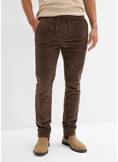 Varmende, Regular Fit-pull on-kordfløyelsbukse med flanellfôr, Straight, bonprix