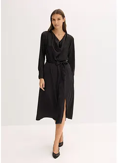 Midikjole av sateng med glans, bonprix