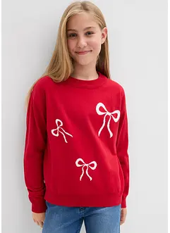 Finstrikket genser med sløyfedetalj, bonprix