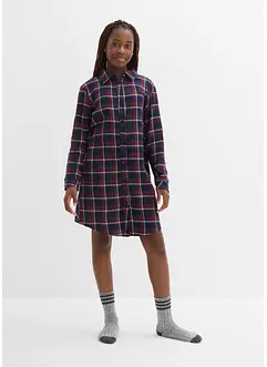 Nattskjorte av myk flanell med knappestolpe, bonprix