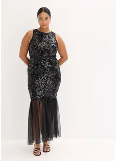 Paljettkjole med volang, bonprix