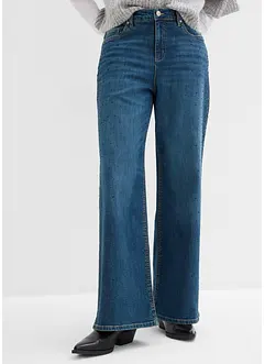 Wide Leg-jeans Mid Waist med glitterstener, bonprix
