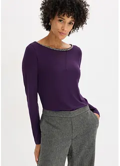 Topp med innfelt mesh og strass, bonprix