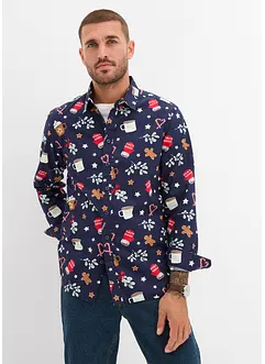 Langermet skjorte i 100% bomull med julemotiv, bonprix