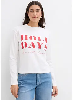 Langermet topp i økologisk bomull med elastan, bonprix