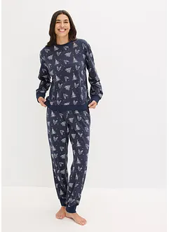 Pyjamas i 100% bomull med glitrende trykk, bonprix