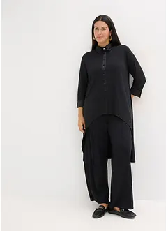 Jerseybluse med satengbesetning, bonprix