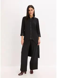 Jerseybluse med satengbesetning, bonprix