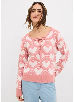 Finstrikket genser med jacquardmønster, bonprix