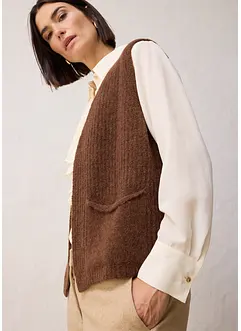 Grovstrikket  vest av alpakkaull, bonprix
