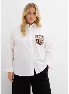 Oversized skjorte med lomme i kontrastfarge, bonprix