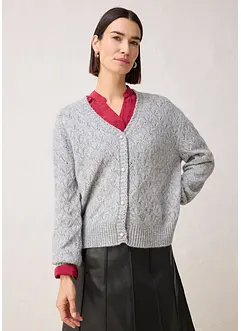 Cardigan med ull og hullmønster, bonprix