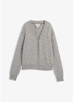 Cardigan med ull og hullmønster, bonprix