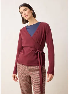 Cardigan i omslagsmodell med merinoull, bonprix
