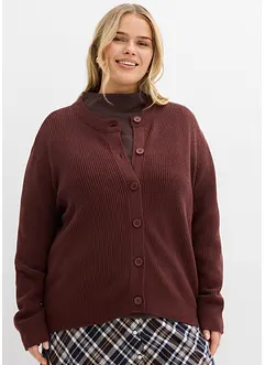 Finstrikket cardigan med rund hals, bonprix