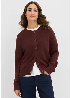 Finstrikket cardigan med rund hals, bonprix