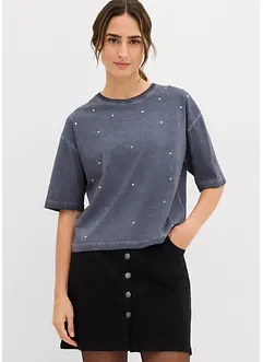 T-skjorte i 100% bomull med strass, bonprix