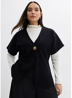 Behagelig vest i Punto di Roma-materiale med pynteknapp, bonprix