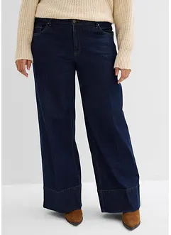 Wide Leg-jeans Mid Waist med økologisk bomull, bonprix
