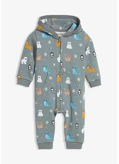 Sweat-overall med hette i 100% økologisk bomull, bonprix