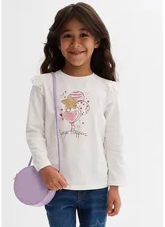 Langermet topp i økologisk bomull med elastan (2-pack), bonprix