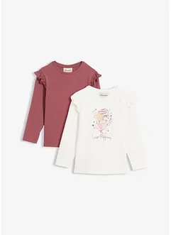 Langermet topp i økologisk bomull med elastan (2-pack), bonprix