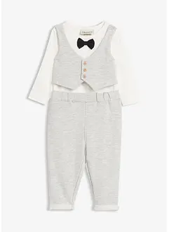 Body, bukse og sløyfe i 100% økologisk bomull (3-delt sett), bonprix