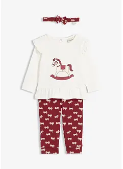 Sett bestående av langermet topp, leggings og pannebånd av økologisk bomull (3-delt sett), bonprix