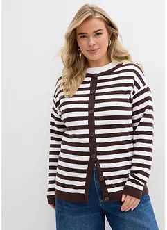 Finstrikket cardigan med rund hals, bonprix