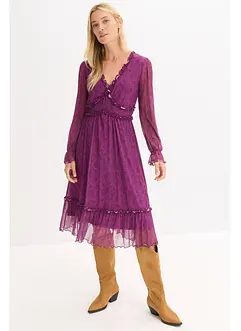 Midikjole i jersey mesh, bonprix