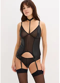 Korsett med strømpeholder + stringtruse (2-delt sett), bonprix