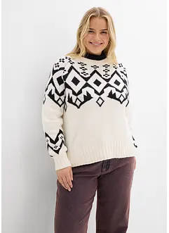 Oversized genser med moderne koftemønster, bonprix