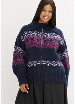Oversized cardigan med moderne koftemønster, bonprix