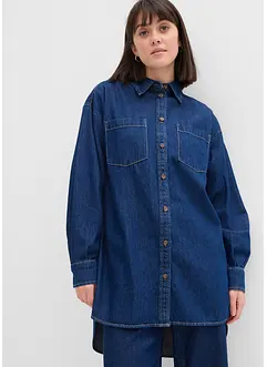 Denimskjorte i formstabilt materiale i 100% bomull, oversized, bonprix