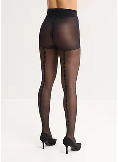 Strømpebukse med komfortlinning, hjerter bak på bena og resirkulert polyamid, 30 den, bonprix