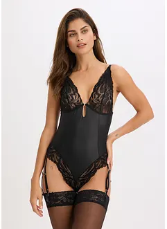 Body med blonder og avtagbar strømpeholder, bonprix